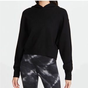 Onzie Cropped Knit Hoodie in Black S/M